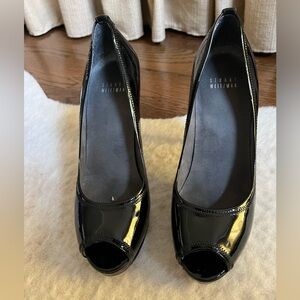 Stuart Weitzman Palace Peeptoe pump. 
heel: 4 3/4" & 1 1/4" platform
